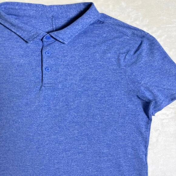 Lululemon Evolution Short Sleeve Polo Men's M Heathered Blue Performance Stretch - Picture 2 of 7